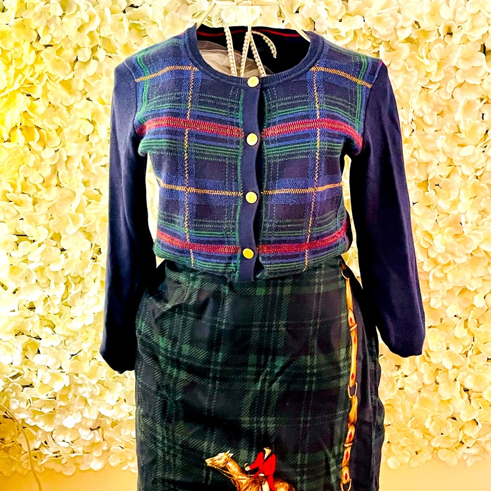 Preppy Tommy Hilfiger cardigan and gorgeous brooks brothers skirt.